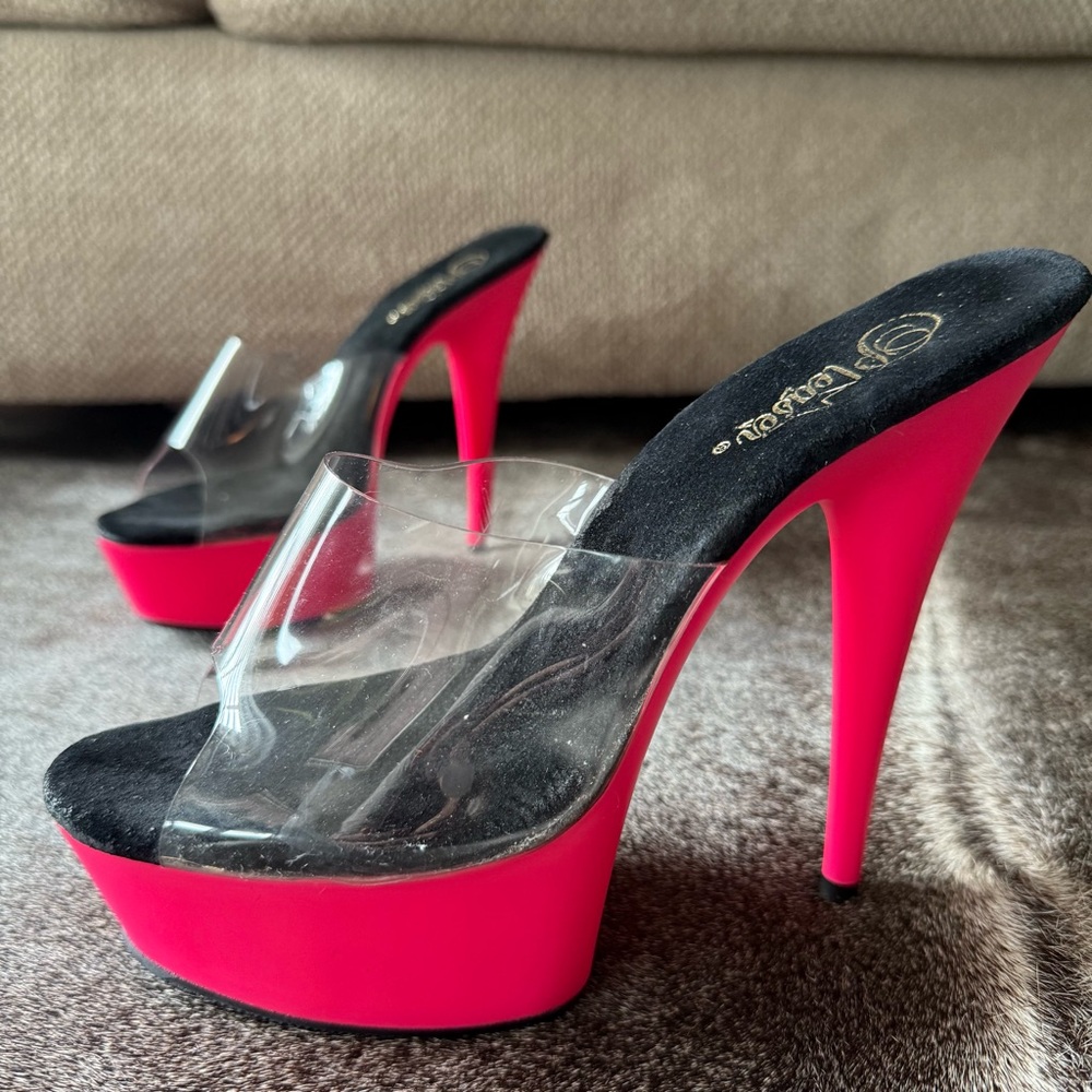 Adore-701UV Pink Platform Mules - Picture 5 of 9